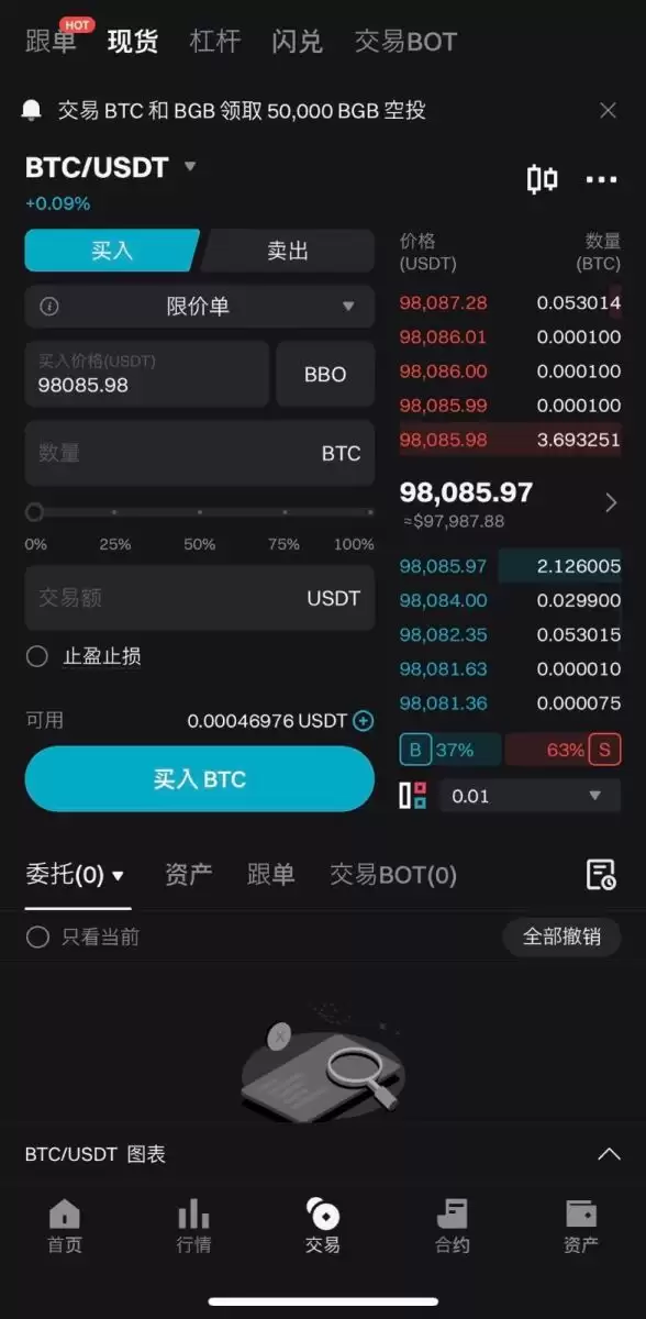 Bitget现货交易的图文教程