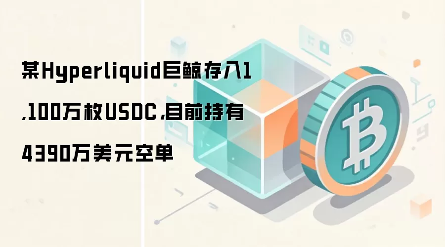 Hyperliquid 巨鲸存入 1,100 万 USDC 空头持仓 4,390 万美元