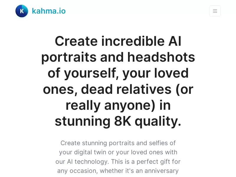 Kahma : 用AI技术生成令人惊叹的肖像和自拍照片