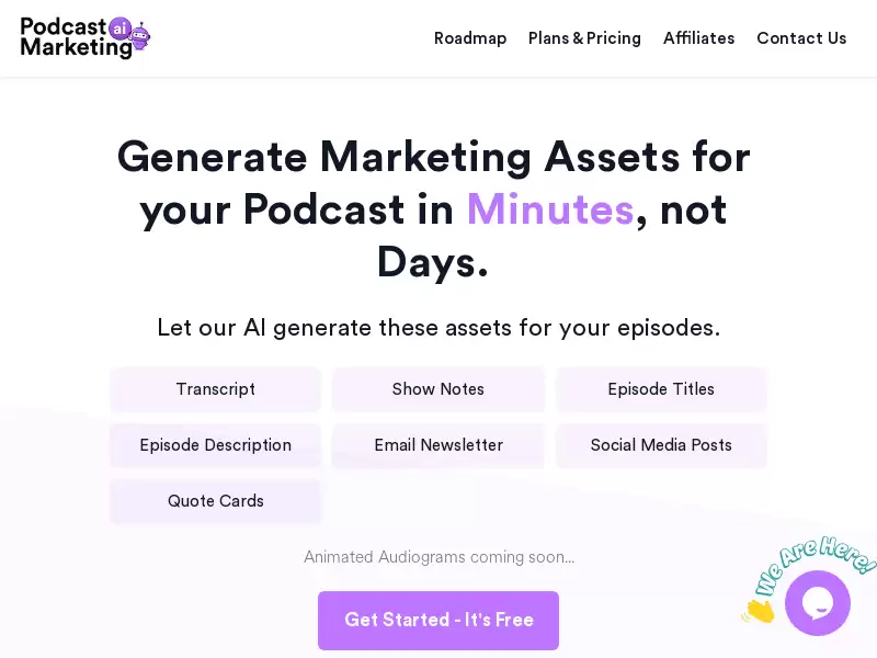 Podcast Marketing AI : 使用AI生成播客转录、节目笔记、剧集描述和社交媒体内容。