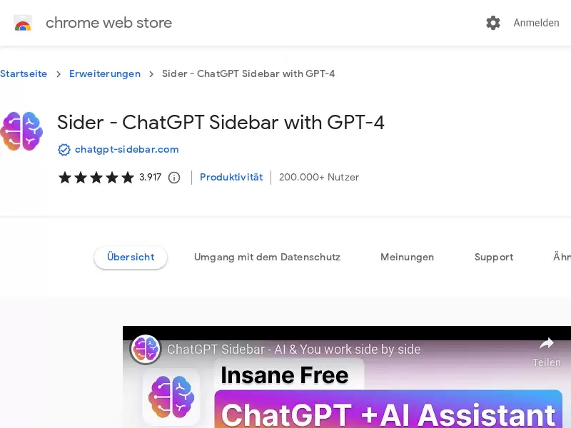 ChatGPT Sidebar Chrome Extension : ChatGPT側邊欄，AI助手，翻譯，搜尋，繪畫