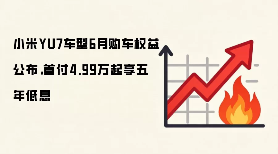 小米YU7车型6月购车权益公布,首付4.99万起享五年低息
