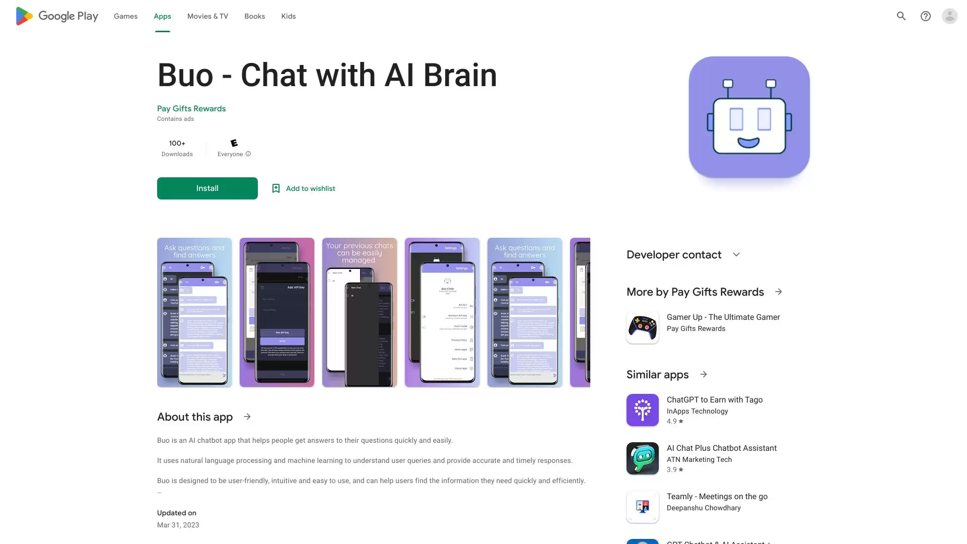 Buo - Chat with AI Brain : Buo是一款智能聊天应用，利用AI技术。与未来聊天！