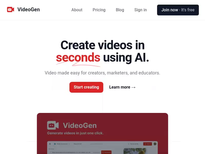 VideoGen : AI-Powered视频生成工具 