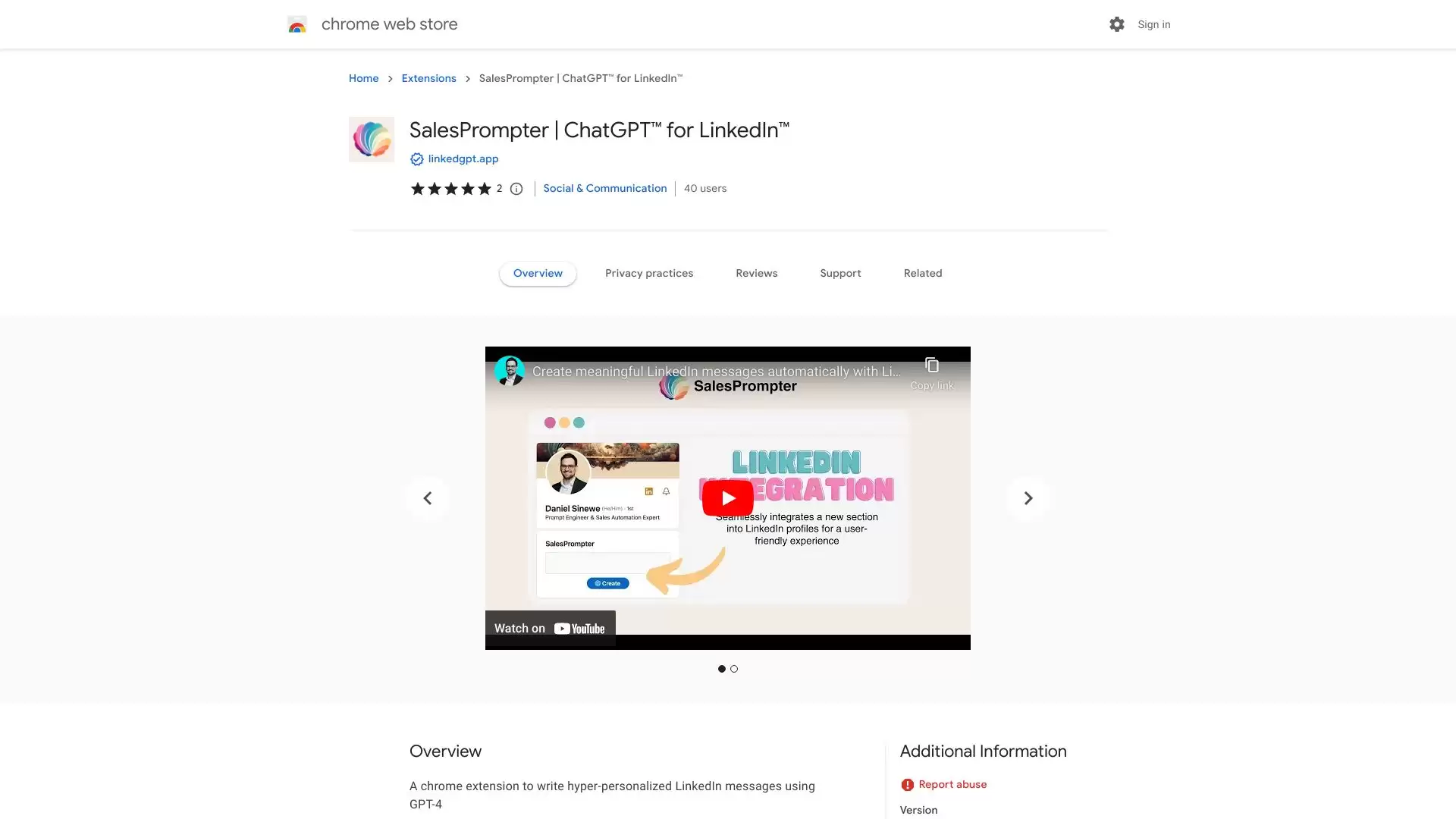 SalesPrompter : LinkedIn聊天超个性化助手