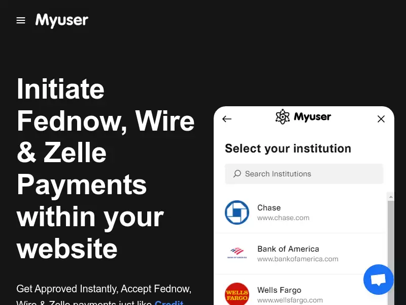 Myuser : 高增长初创企业电子商务支持，即时支付