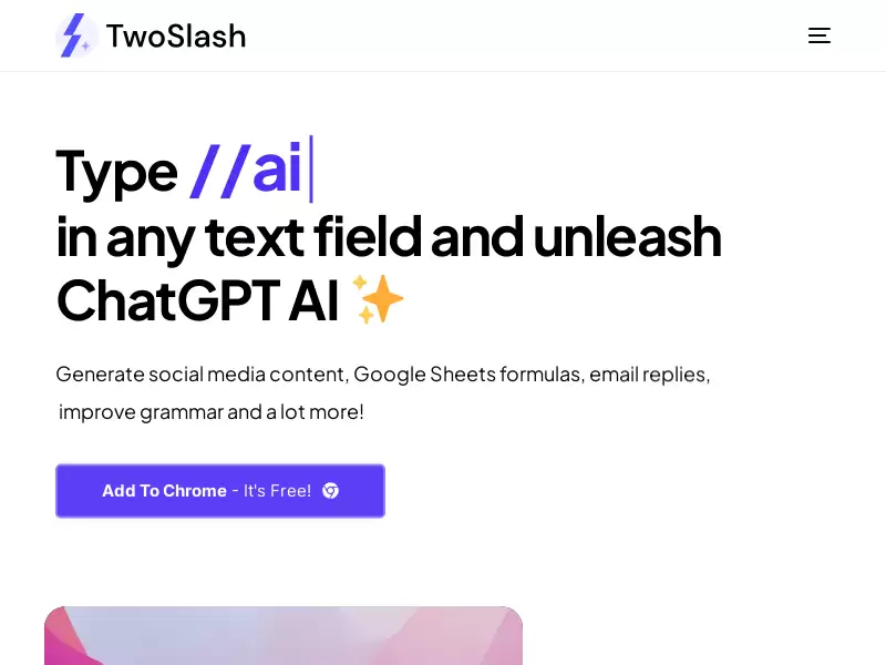 TwoSlash : 生成、改进、翻译内容,提升写作和语法,AI助手插件