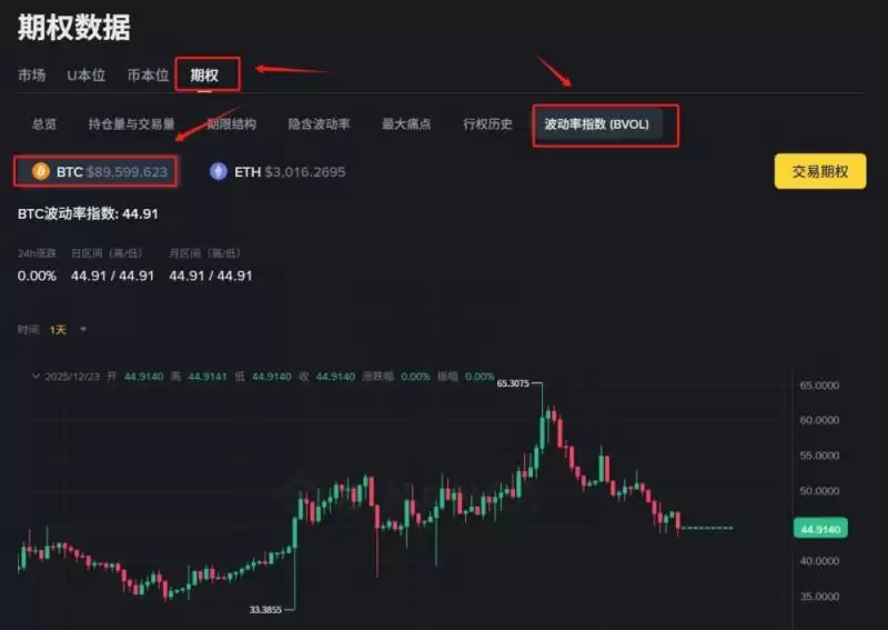 币安BTC波动率数据页面