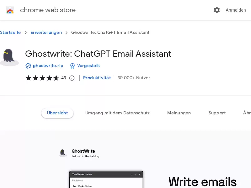 Ghostwrite : 一款基于ChatGPT的AI邮件助手