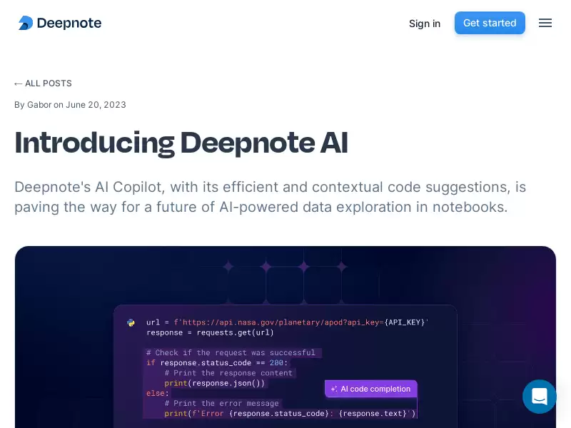 Deepnote : AI辅助数据探索