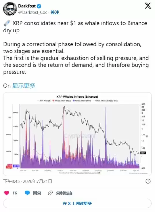 XRP币价格预测:随着币安抛售压力减弱,XRP能否达到1.3美元？