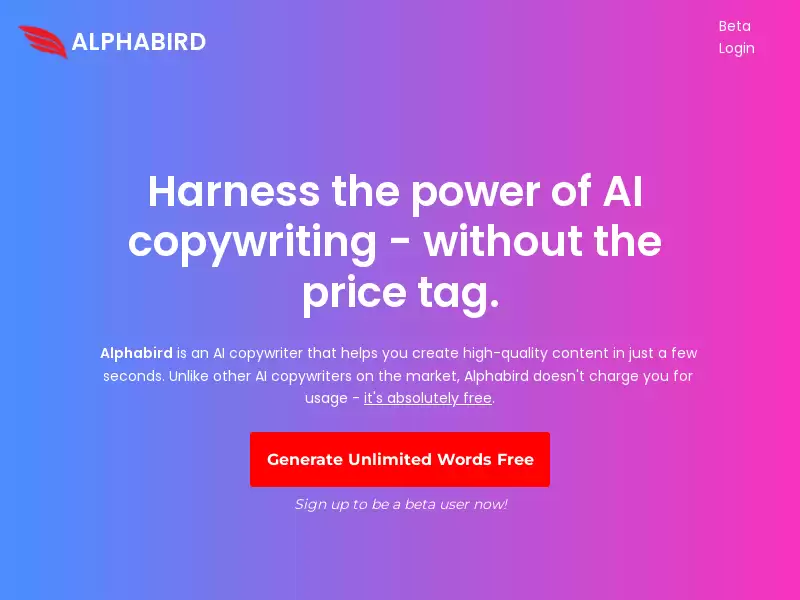 Alphabird AI : 免费AI文案生成器