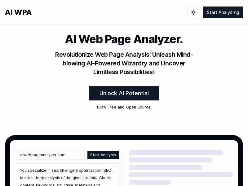 AI Web Page Analyzer (AI WPA) : AI驱动的强大网页分析工具