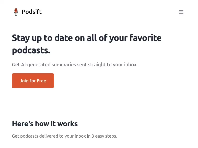 Podsift : 免费AI生成的播客摘要