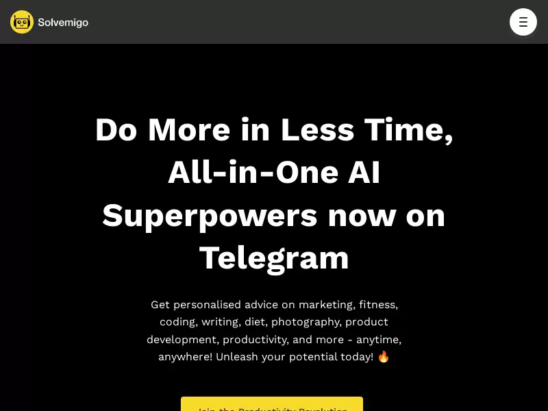 Solvemigo - ChatGPT for Telegram : 随时随地解决问题的全能AI助手