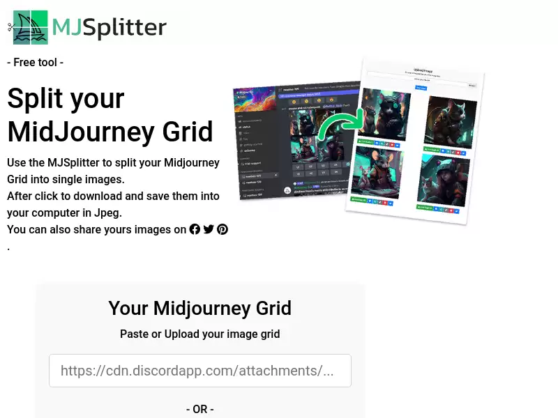 Midjourney Splitter : 免费工具 - 将你的Midjourney Grid拆分成单个图像