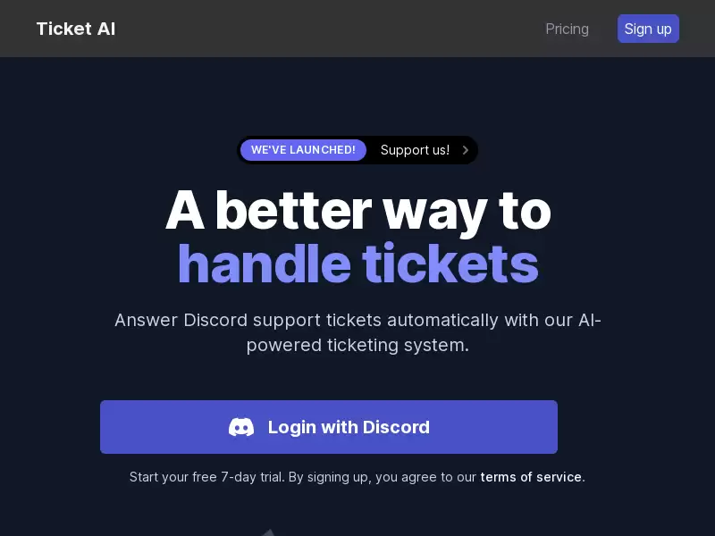 Ticket AI for Discord : Discord服务器自动化客服