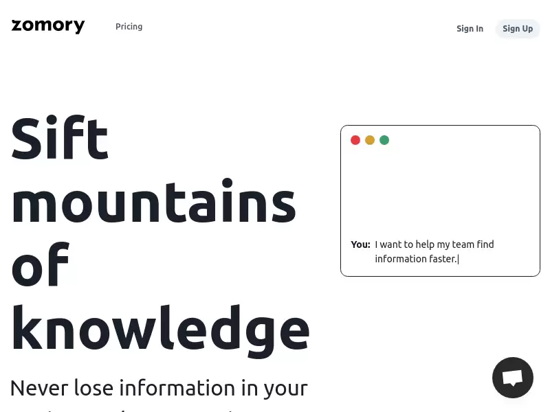 Zomory : Sift mountains of knowledge.