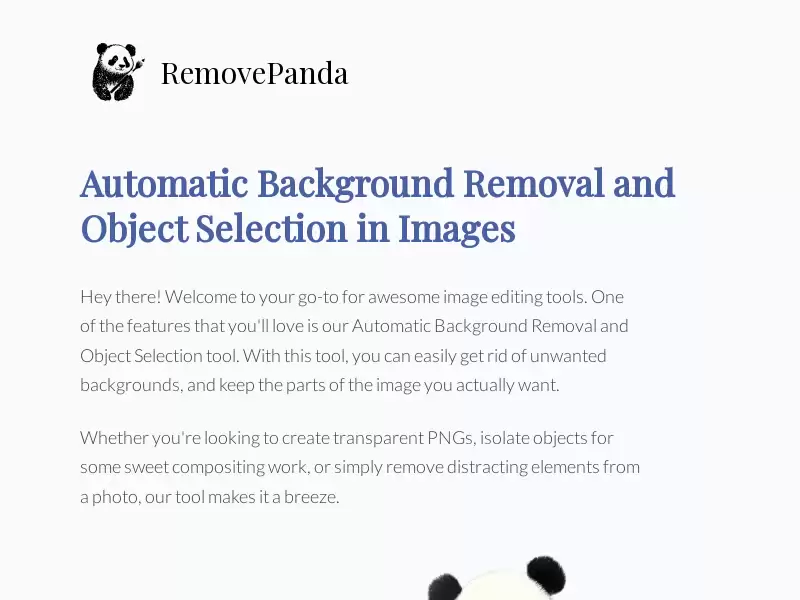 RemovePanda : 一键去除图片背景，方便快捷