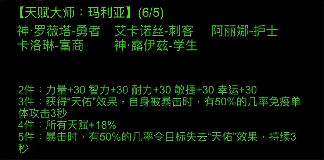 金色传说天赋大师：玛利亚佣兵团属性介绍