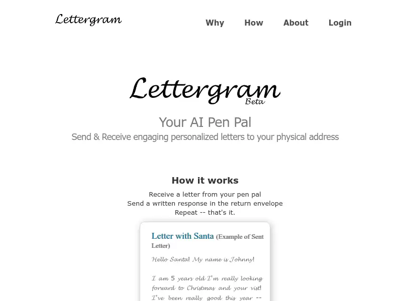 Lettergram - Your AI PenPal : AI笔友，发收个性化信件