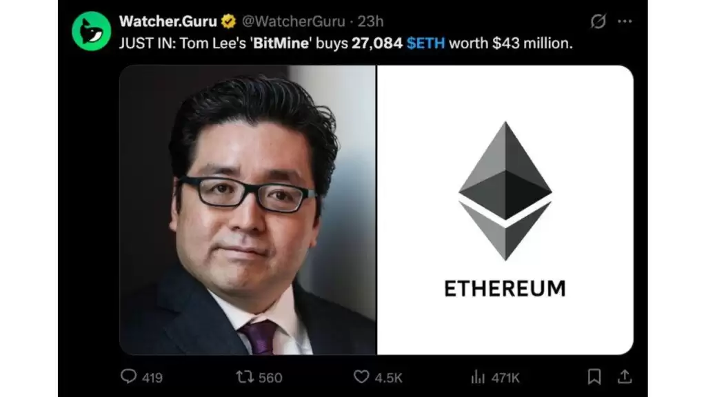 BitMine 再次加仓 4300 万美元以太坊，暂时停止买入比特币