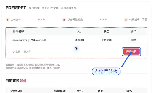 极轻PDF PDF转PPT再次核对后开始转换截图
