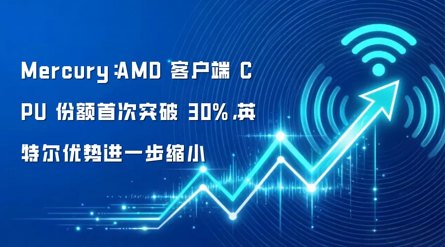 Mercury:AMD 客户端 CPU 份额首次突破 30%,英特尔优势进一步缩小
