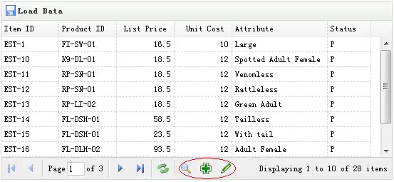 jQuery EasyUI 数据网格自定义分页效果示例
