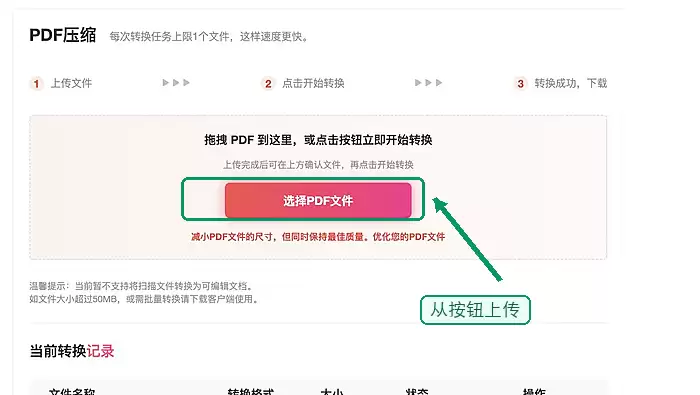 上传需要压缩的PDF文件